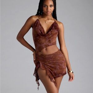 Windsor Rust and Mauve Halter Dress